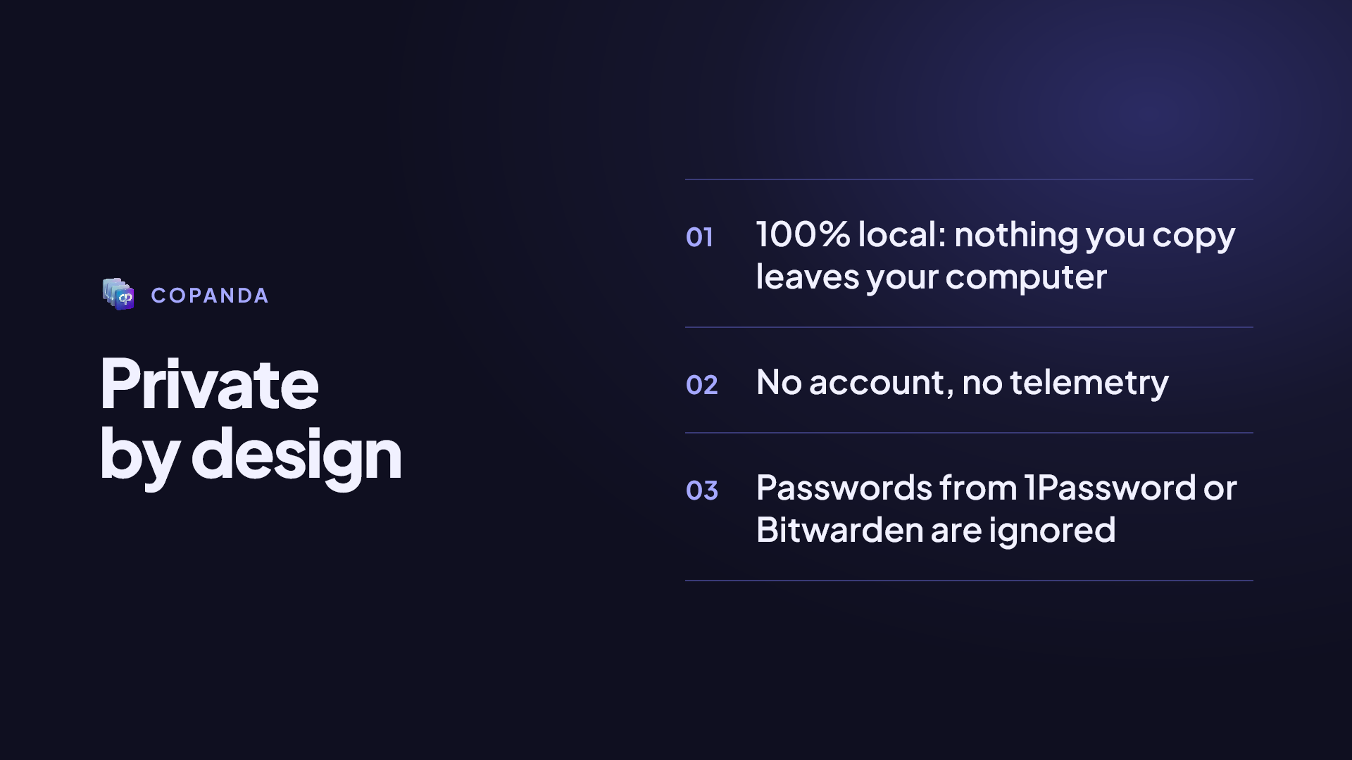 CoPanda is private by design